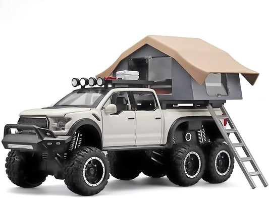 OANMYJJO Toy Trucks for Boys Age 4-7,Trucks for Kids F150 Diecast Truck,Model F150 Pickup Truck with Sightseeing Cabin,Pull Back Cars with Light and Sound,Trucks for Kids Ages 4-8（White）