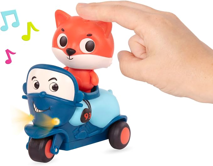 B. toys – Toy Vehicles & Animal Characters – Race Car, Motorcycle, Pick – Up Truck – Toy Cars for Toddlers, Kids – Lights & Sounds – 1 Year + – 3 – Pack Mini Riders