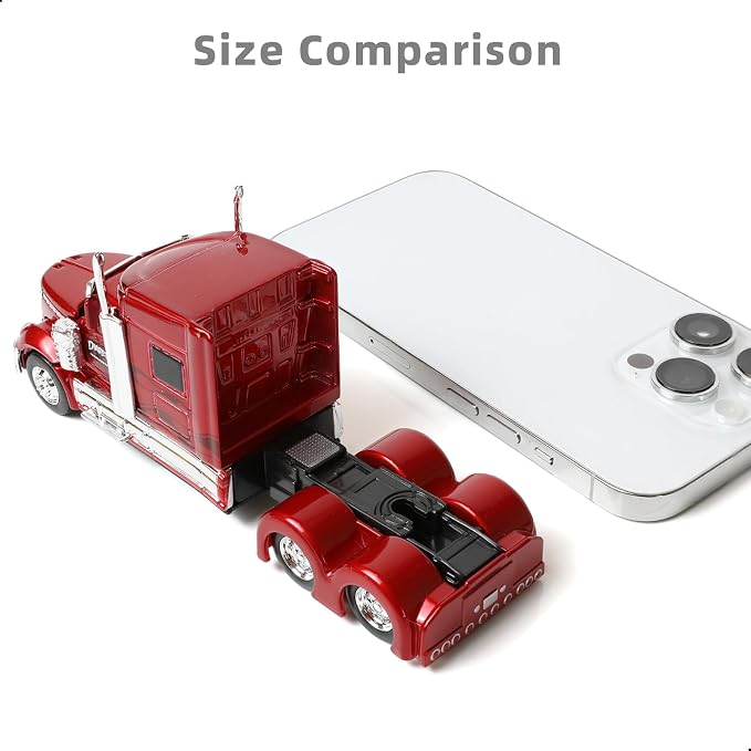 Semi Truck Toy, 1/64 Scale Alloy Metal Diecast Heavy Semi Truck Trailer Head Toy Model, International Lonestar Diecast Tow Traktor Gift for Boy Adult Model Car Collector -Red