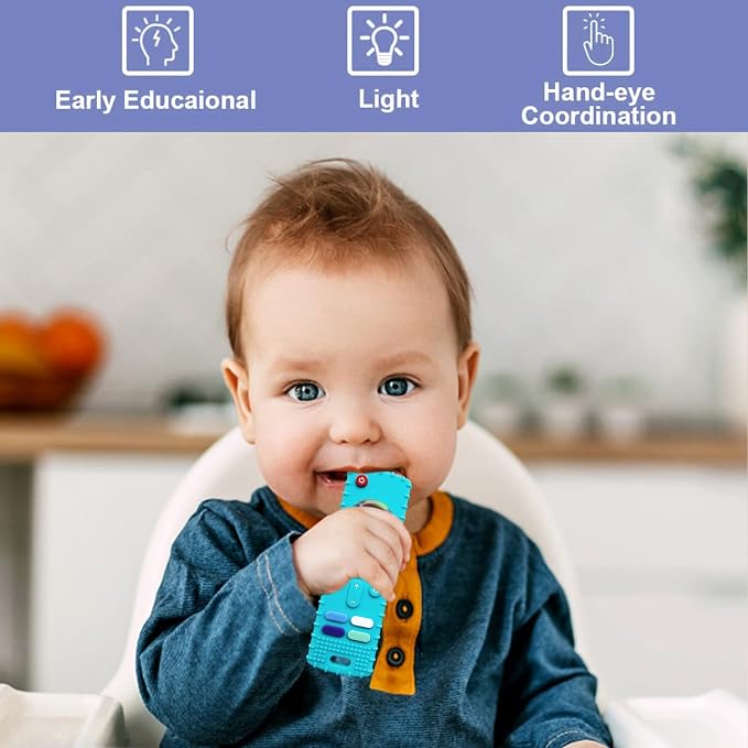 Baby Teething Toys - Silicone Remote Control Shape, Soft Safe Chew Toy for Babies 0+ Months