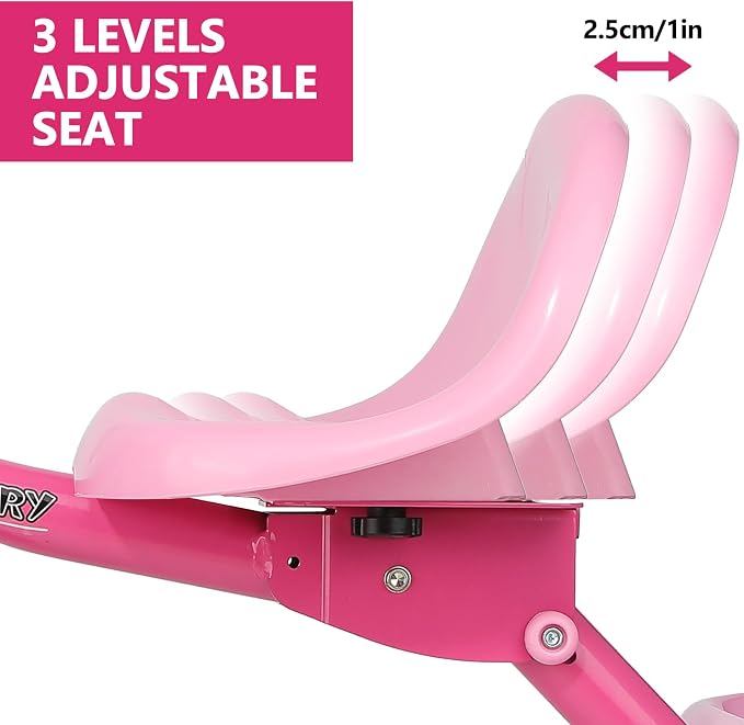 Liberry Foldable Toddler Tricycle Age 2 3 4 Years Old, Kids Trike with Adjustable Seat, Basket & Streamers, 3 Wheel Bike Riding Toy Birthday Gift for Girls Boys, Pink