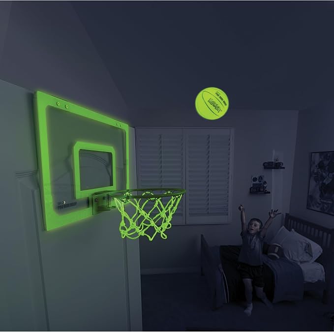 SKLZ Pro Mini Indoor Basketball Hoop with Ball, Over the Door, Shatter-Proof Backboard, Spring-Action Break-Away Steel Rim, Great for Home, Dorm Room, and Office