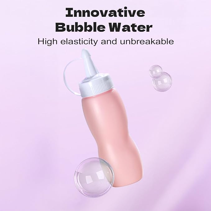 Fog Bubble Machine, Rechargeable Automatic Electric Smoke Bubble Machine, Magic Interactive Fog Bubble Maker with Smoke, Colorful Lights & Music, Bubble Fog Game for Parties Gift (Pink)