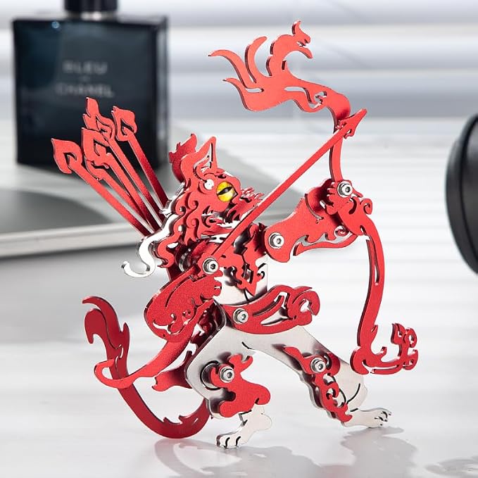 3D Metal Puzzles Toys The Meow Meow Family King and Princess Cat DIY Handmade Assembled Model Kits Kits Ornaments Christmas New Year and Birthday Gifts for Adult (King Cat red)