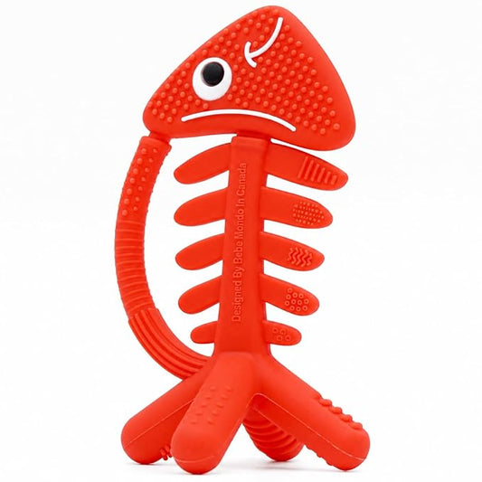 3 in 1 Infant Toys, Baby Teething Toys 3–6 6–12 Months, Teethers for Babies 0–3–6–12 Months for Teething Relief, Baby Gift, Baby Teether Toys, Silicone Sensory Toys, USA Patent Pending, Fish (Coral)