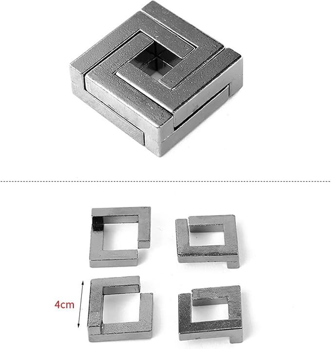 Joyeee Brain Teaser Puzzles, Metal Puzzle Set IQ Test Game, Educational Toys Physics Mind Puzzles Gift for Family Games Office Party Prizes Kids Teens Adults Challenge - Starter Level, 5Pcs Type A