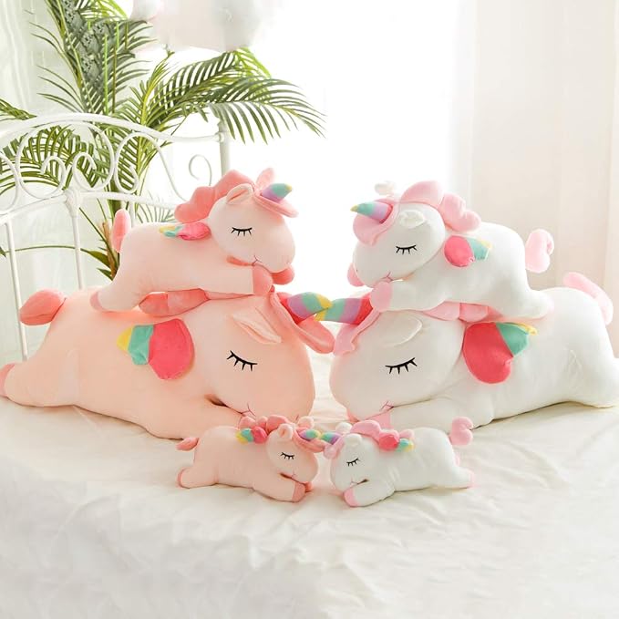 Unicorn Stuffed Animal, Soft Unicorn Plush Hugging Pillow Toy Gifts for Kids (White, 15.7 in)