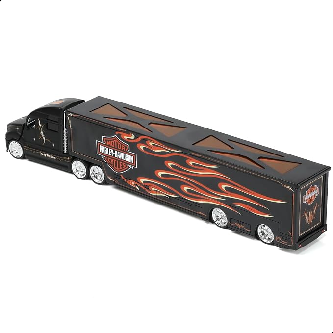 Semi Truck Toy with Trailer, 1/64 Scale Alloy Metal Diecast Heavy Semi Truck Trailer Head Toy Model, MAx Diecast Tow Traktor Gift for Boy Adult Model Car Collector -Black