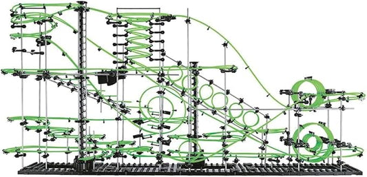1337pcs Level 3–8 Marble Roller Coaster Kit, 820+ PCS Glow-in-The-Dark Marble Run with Steel Balls – Luminous Rail Maze Building Toys, STEM Construction Set for Ages 14+ & Adults