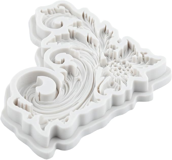 Baroque Scroll Relief Polymer Clay Molds Curlicues Scroll Lace Filigree Silicone Mold for Epoxy Resin Casting DIY Crafts Air Dry Polymer Crafts Supplies Clay Tools