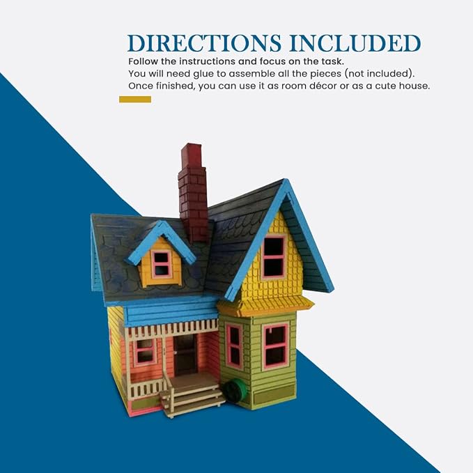 Bird's Wood Shack 3D Wooden Puzzle DIY Miniature House Kit - DIY Tiny House Kit from Up Movie - Easy-to-Assemble 1/8” Baltic Birch Wood - Model House Kit for Family, School, Hobby, Art & Craft Gift
