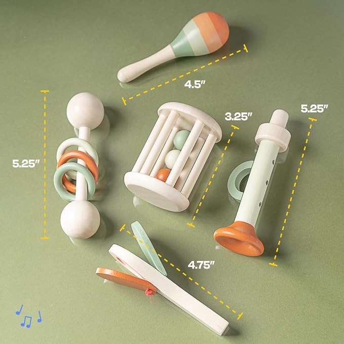 Montessori Toddler Musical Instruments Set for Ages 3+, Wooden Music Toys That Build Coordination, Rhythm & Sensory Skills by Playfully