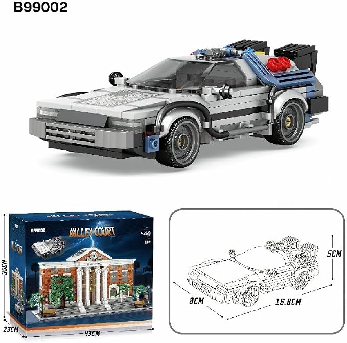 Valley Court Architecture Building Blocks Set with 2-Story,Retro Futuristic Courthouse Mall – with Flying Car & Modular Architecture Building Blocks,(4269PCS)