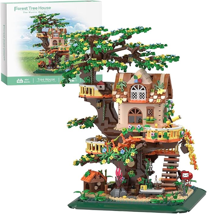 RAVAYO Forest Tree Building House Blocks Set with LED, Creative Toy for Adults Teen 14+, Mini Brick 2071pcs