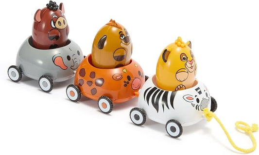 Disney Store Official The Lion King Pull Toy - Includes Simba, Timon, & Pumbaa on Elephant, Zebra, & Giraffe Cars - Perfect for Disney Gifts, Kids Toys, & Sensory Toy Collections