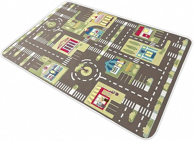 Kid Rug Carpet Playmat for Toy Cars and Train，Play Area Rug with Rubber Backing，Fun Throw Rug，Ideal Gift for Children Baby Bedroom Play Room(80×120cm/32×47in) Y2