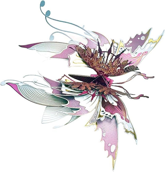 3D Metal Butterfly Puzzle for Adults, 50PCS Steampunk Mechanical Insect Model Kit, No Glue Snap-Fit Assembly, Iridescent Wing Design, Desktop Sculpture