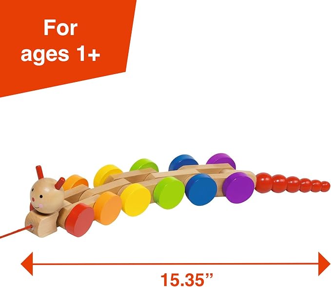 Goki Wooden Pull Toy Caterpillar NILA Montessori Toys for 1 Year Old I Baby Walking & Toddler Along String - Eco Friendly Wood Motor Skills Development I 1st Birthday Gifts - German Quality & Design