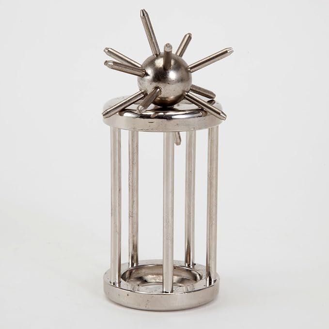 Bits and Pieces Metal Brain Teaser Puzzle - Spiked Ball Disentanglement Puzzle, 3D Assembly Puzzles for Adults
