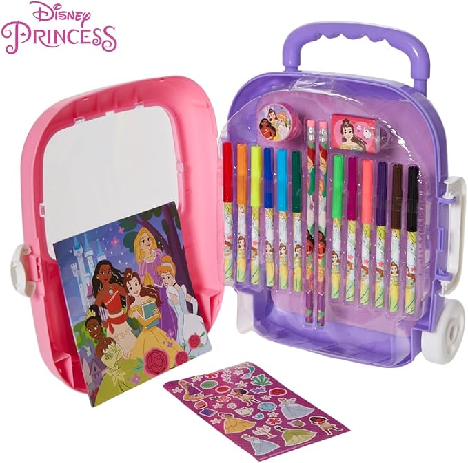 Disney Princess Color and Roll Activity Set with Carrying Case, Stickers, & Art Supplies
