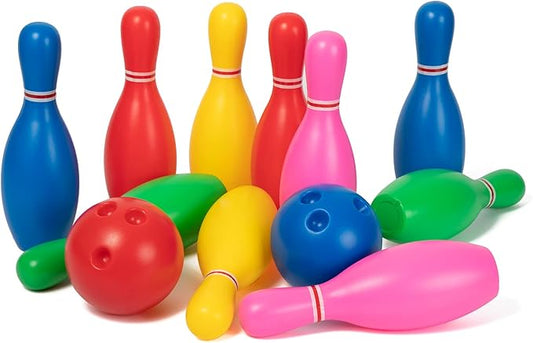 Liberry Kids Bowling Set, 10 Plastic Toy Bowling Pins & 2 Balls, Toddler Indoor Outdoor Sports Games, Educational Birthday Gifts for Boys Girls Ages 2 3 4 5 (Multicolor)