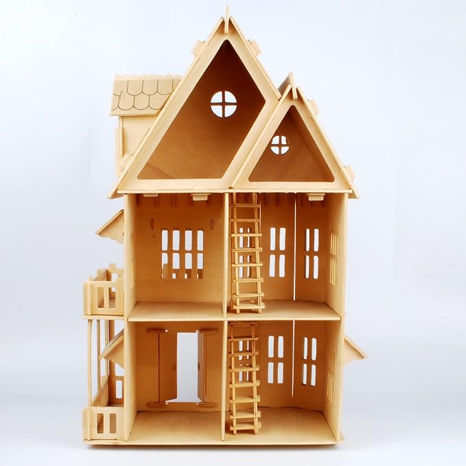 NWFashion 17" Wooden 6 Rooms DIY Kits 3D Puzzle for Christmas Party Halloween House (Gothic)