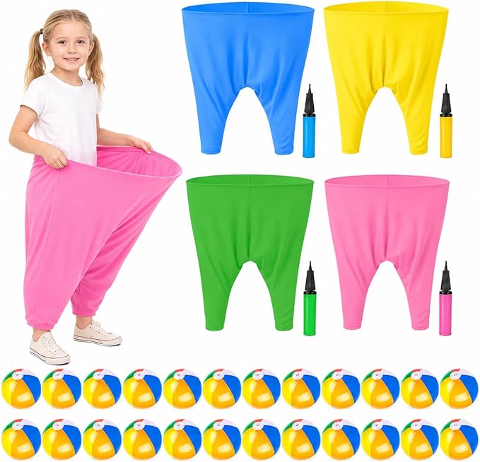 Granny Pants Yard Game,Giant Pants Outdoor Game,Oversized Pants Tossing Game with 24 Bouncy Balls and 4 Pumps Backyard & Outdoor Group Games for Family & Friends Gatherings