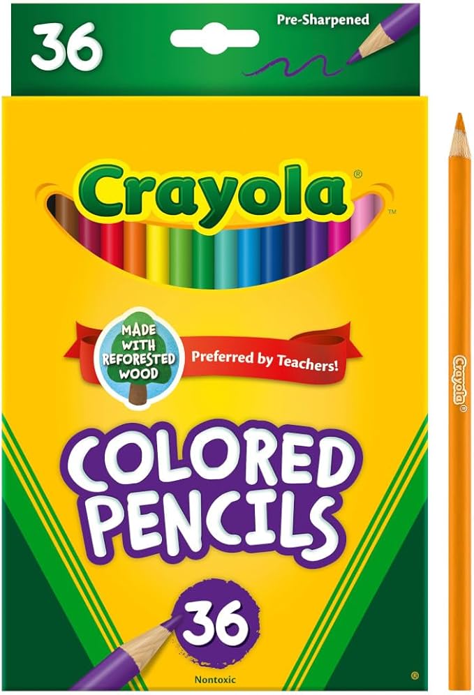 Crayola Colored Pencils (36ct), Kids Pencil Set, Pre-Sharpened Coloring Book Pencils for Kids & Adults, Arts & Crafts Supplies, Ages 3+ (Pack of 12)