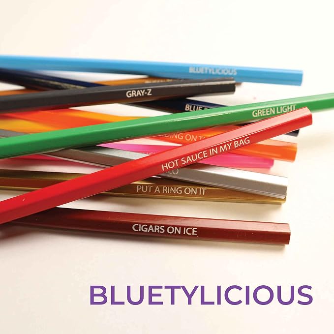 PunLabs Shades of Bey Colored Pencil Set for Adults – 12 Beyoncé-Inspired Parody Pencils with Clever Foil-Stamped Names, Soft Core Colored Pencils, Ideal Beyoncé Merch & Beyoncé Gifts for Fans