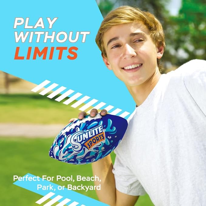 Sunlite Sports Waterproof Football for Lawn Backyard Pool Beach Lake Park Water Toy, Outdoor Play, for Kids Children Teens Adults, Family Fun