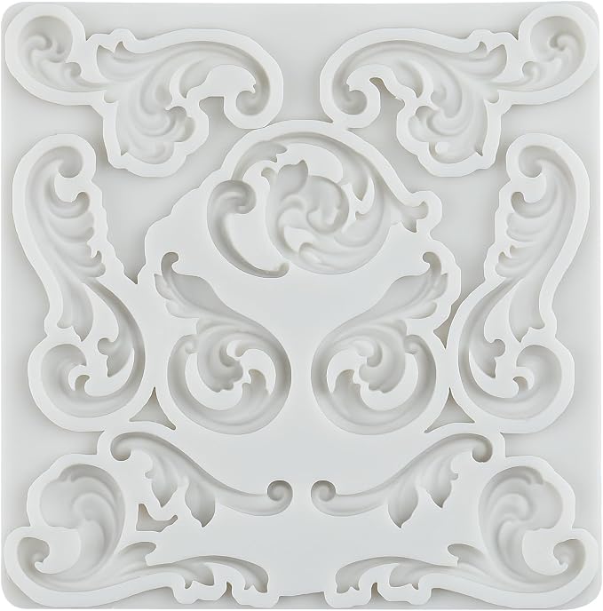 Baroque Curlicues Scroll Lace Polymer Clay Mold Baroque Scroll Relief Lace Silicone Molds for DIY Crafts Epoxy Resin Casting Air Dry Polymer Clay Plaster Jewelry Making
