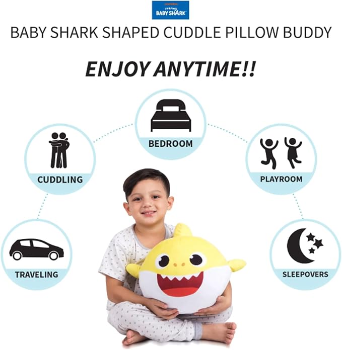 Nickelodeon Baby Shark Kids Plush Cuddle and Decorative Pillow Buddy, Yellow 15" Tall