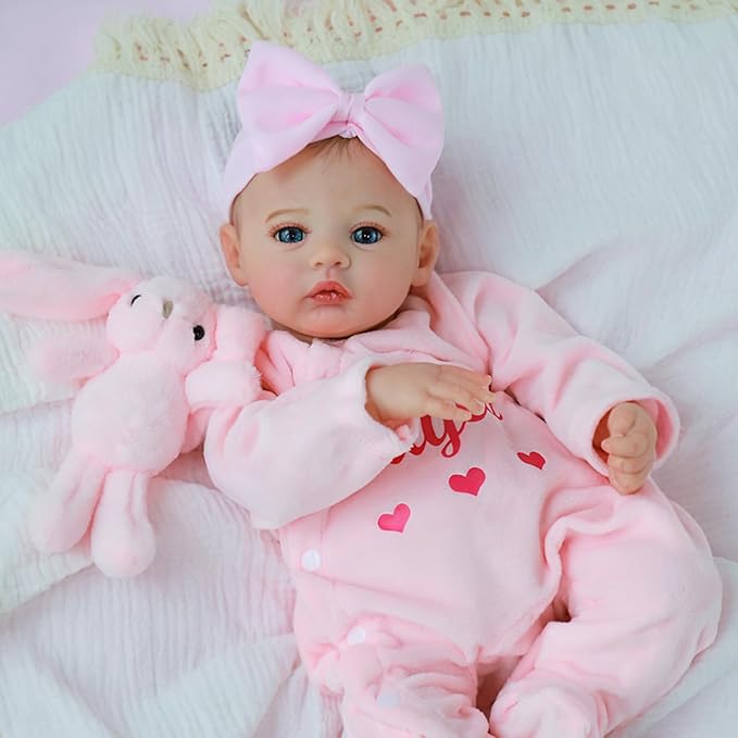 WOOROY Lifelike Reborn Baby Dolls - 18 Inch Real Baby Doll Girl Vinyl Body Realistic Newborn Real Life Baby Dolls with Open Eyes, Handmade Poseable, Gift with Doll Accessories for Kids 3+