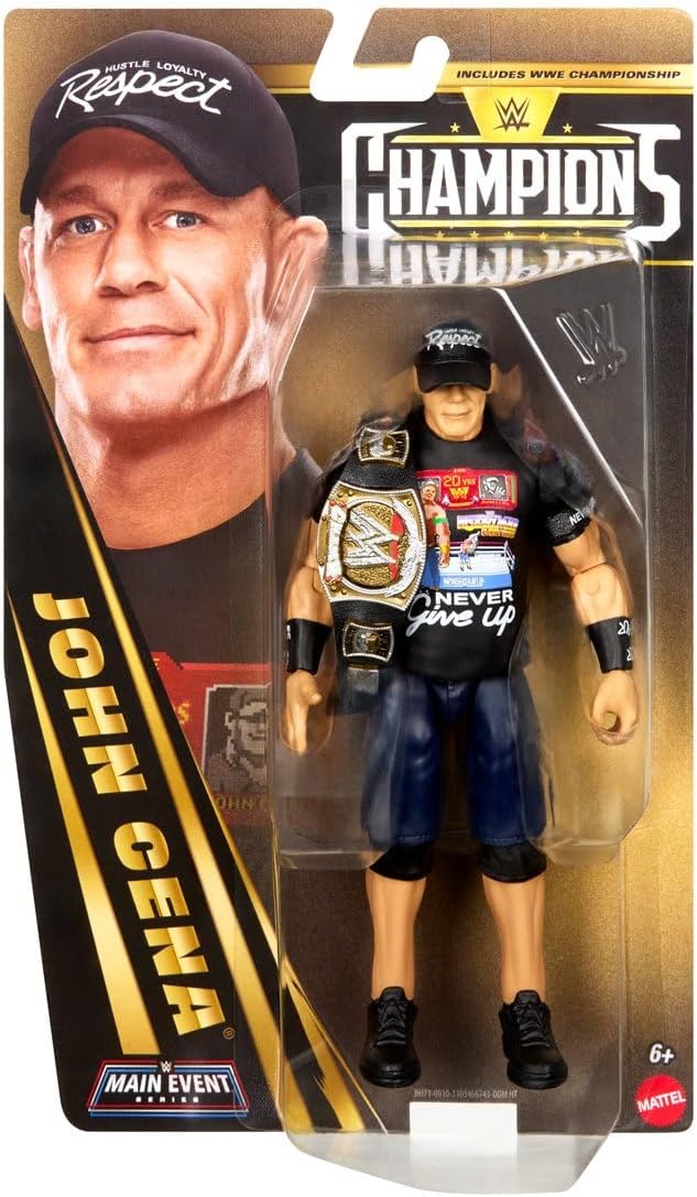 WWE John Cena Main Event Series Champions 2026 Action Figure with Title Belt, 6-inches | With Title Belt