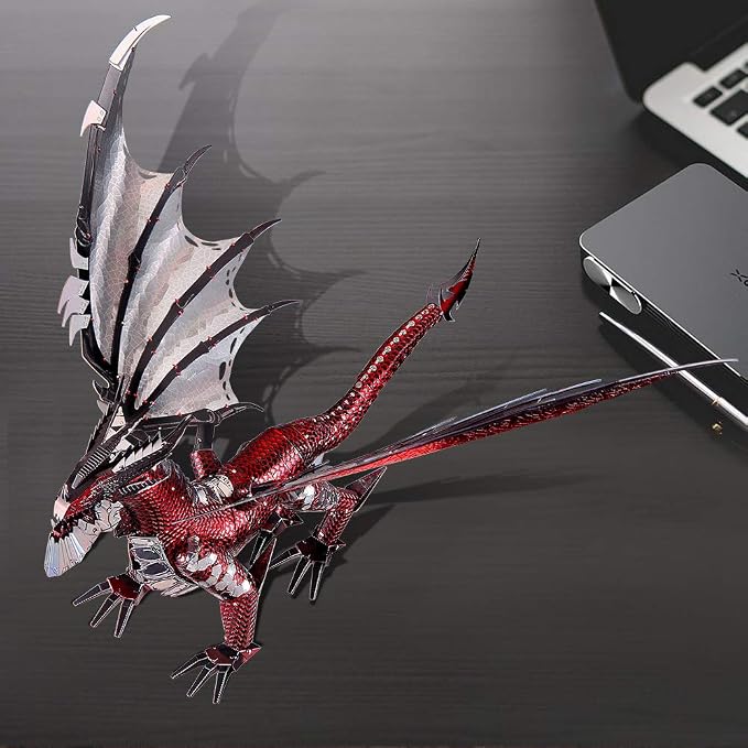 Piececool 3D Metal Model Kits-Black Dragon King, DIY 3D Puzzles for Adults Brain Teaser Puzzles for Teens, Great Birthday New Year Gifts, 107 Pcs