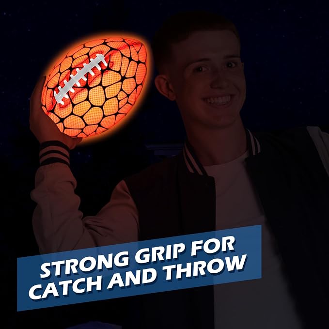 Jasonwell Glow in The Dark Football - Strong Grip Light Up Football Toy Stuff Gift Outdoor Sports Ball for Boys Kids Teen Junior Youth Adult Christmas Birthday Gifts for Ages 6-8 8-12 13+ Year Old