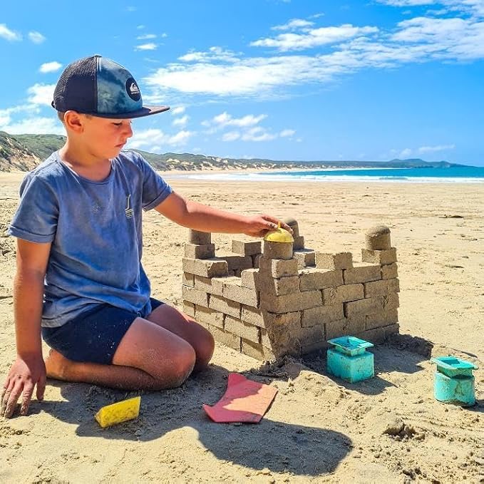Sand Pal Beach Toys for Kids - 9 Pieces Travel-Friendly Snow Toys for Kids Ages 3-12 - Outdoor & Indoor Play Sandbox Toys Set - Sand/Snow Castle Building Molds & Tools Kit for Adults with Mesh Bag