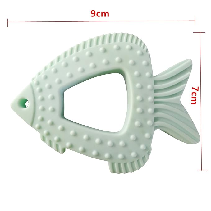Baby Teether 3 M+,Sensory Chew Toys for Kids,Funny Fish Teething Toy | Food Grade Silicone BPA-Free,Durable,Green,1 pack