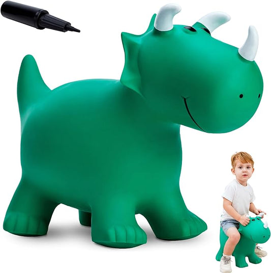 Kids Dinosaur Bouncy Animal Toys, Inflatable Triceratops Bouncer, Ride on Bounce Hopper, Indoor Outdoor Activity Birthday Gift for 18 Months 2 3 4 Years Old Boys