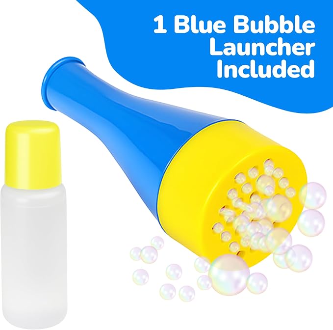ArtCreativity Mini Blizzard Bubble Blower Set – 4 Pack Blowing Pipe with Bubble Mixture – Colorful Blowing Toys for Kids, Speech Therapy, Bubble Trumpet Set for Outdoor Play and Party Favors