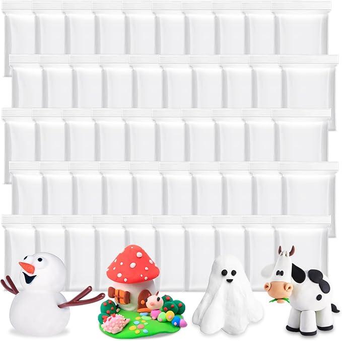 50 Pack White Air Dry Foam Clay,Soft Magic Modeling Clay,Super Light Air Dry Clay for Kids,Arts Craft,Gifts