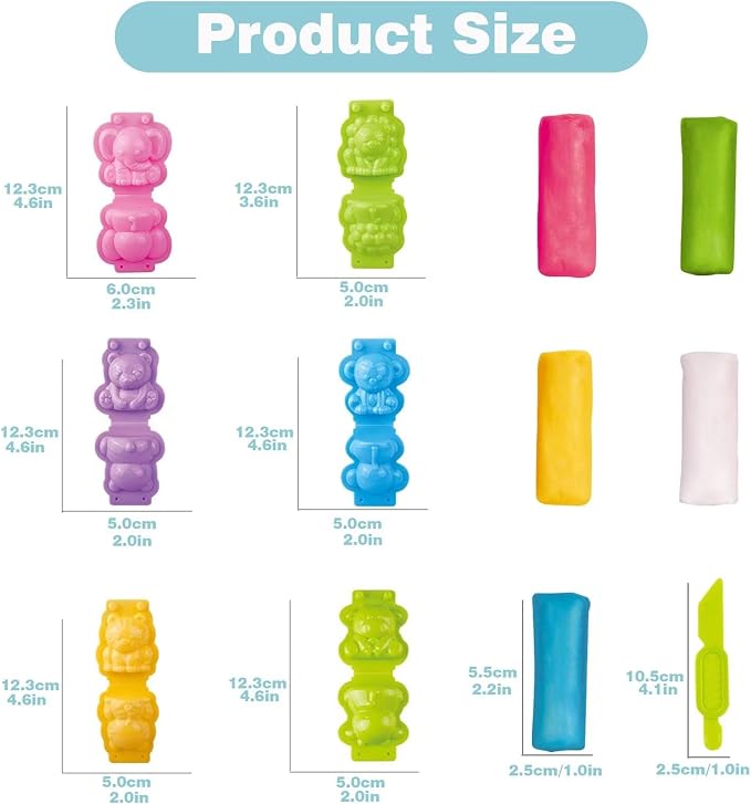 Unleash Creativity with 18 Unique Dino and Animal Molds Dough Toys Dough Accessories Set Whit 10 .Ideal as a Gift for Kids Aged 3-4-8 Years