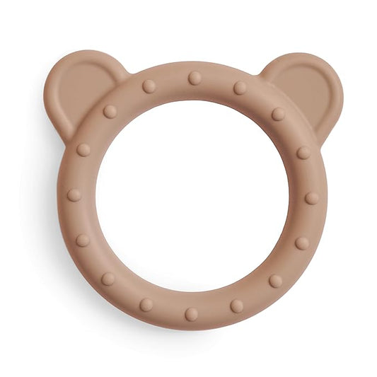 mushie Silicone Baby Teether Toy | Bear (Natural)