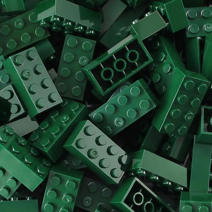 100pcs 2x4 Bricks Dark Green Pieces Parts Classic Building kit Creative Play Set Basic Blocks Toy Accessories Compatible with 3001 Major Brands