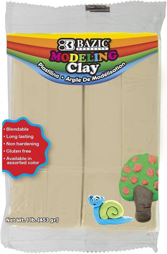 BAZIC Products Cream Modeling Clay, 1 lb, Non-Hardening, for Sculpting Art Crafts, Reusable
