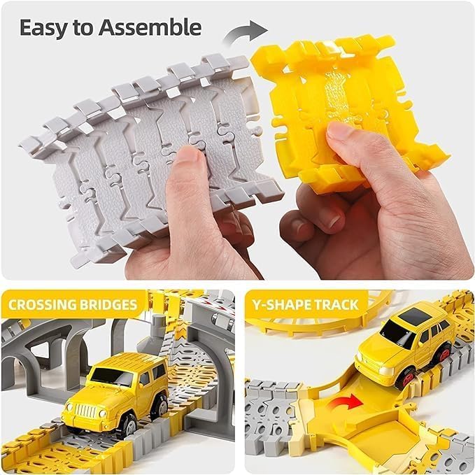 234 Pcs Engineering Rail Car,Construction Race Tracks for Kids Toys, 2 Electric Toy Cars,3 Construction Cars, DIY Collage Flexible Track Toys Set, Kids Gifts for 3-8 Year Old Boys and Girls Toy