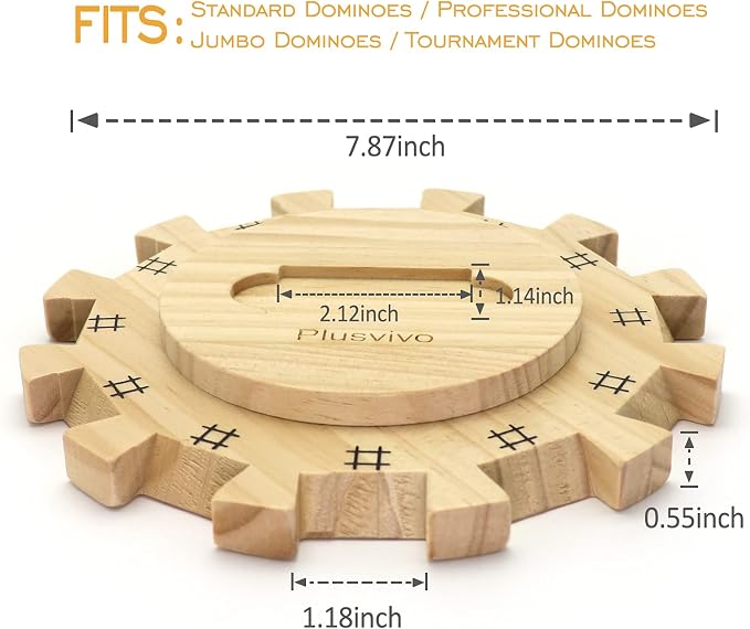 plusvivo Mexican Train Dominoes Accessories Set-Including a 7.89-Inch Wooden Mexican Train Hub up to 12 Players, 12 Metal Train Markers, and a 70-Sheet Mexican Train Score Pads