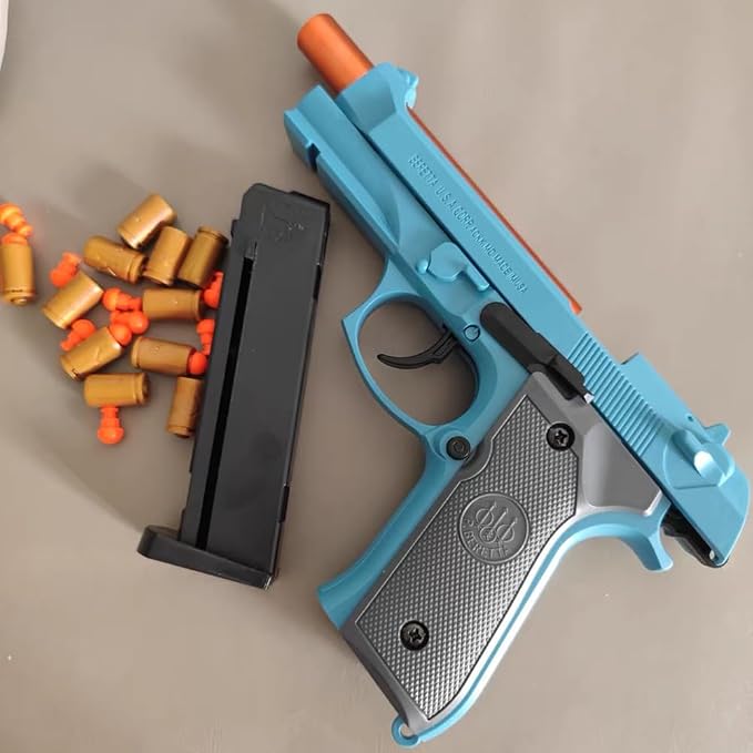 Dreamplay Shell Ejecting Toy Gun, Beretta Model 92 Automatic Pull Back Action Shooting Toy Education Model Toy for Kids Gifts