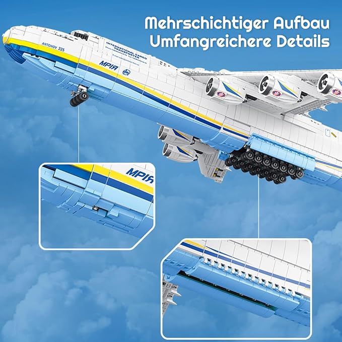 An-225 Large Transport Aircraft Building Blocks Set, MOC Airplane Model Building Kits,WW2 History Military Fan Model Collection Toys Gifts and Adult 5350 PCS
