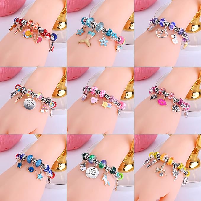 AIPRIDY 150 Pieces Charm Bracelet Making Kit,Unicorn Mermaid Crafts Gifts Set Can Inspires Imagination and Creativity,Jewelry Making Kit Perfect Gifts for Girls 5-12 Years Old (150 Pieces)